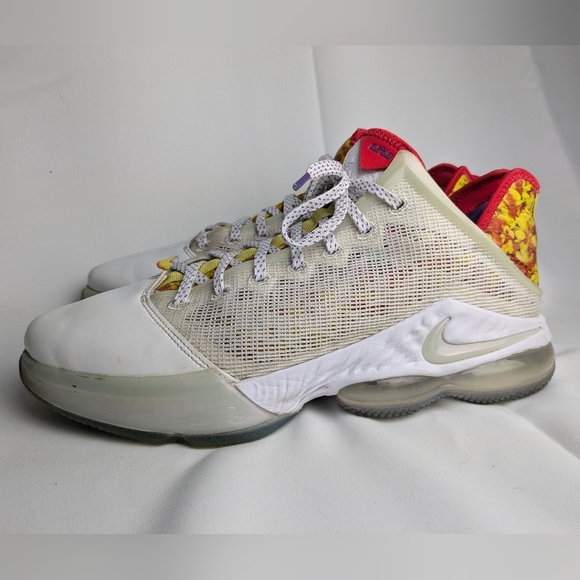 NIKE LeBron 19 Low Magic Fruity PEBBLES Men Shoes Size 13 White Red And Yellow - Picture 5 of 16